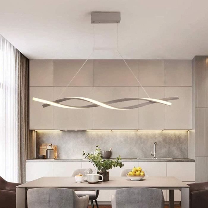 Spirale Design Lustre pour Dimmable LED Suspension avec télécommande Pendentif lumière Cuisine île Bar Salle à Manger Salon Loft,Gri