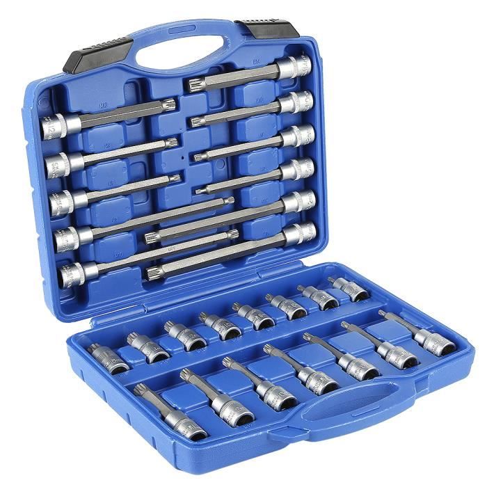 LUXS Clé à Douille 1/2-, Jeu de 26 Pièces, 1/2- Embouts torx Mâle Female Longues/Courtes en Acier au Chrome Vanadium