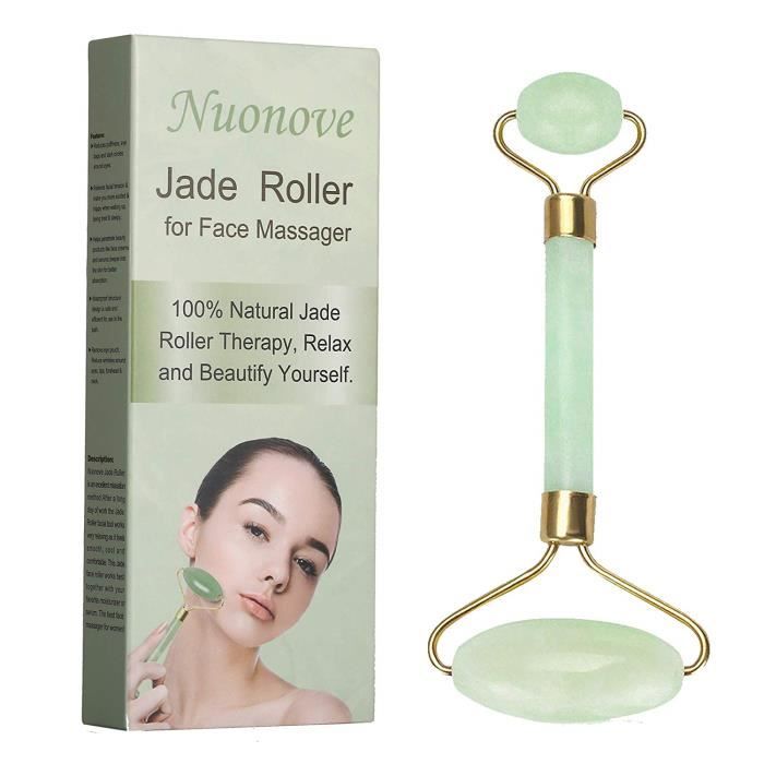 Rouleau de Jade, Jade Roller Visage, Jade Rouleau de Massage, Anti-âge pour le visage Naturel Pierre de Jade Rouleau, Relance le