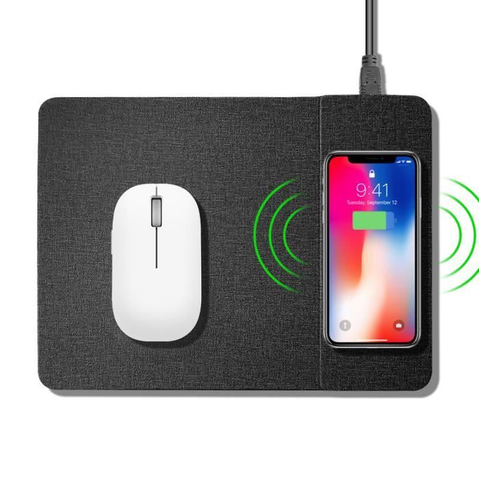 Chargeur Sans Fil Rapide Tapis de Souris - Gris