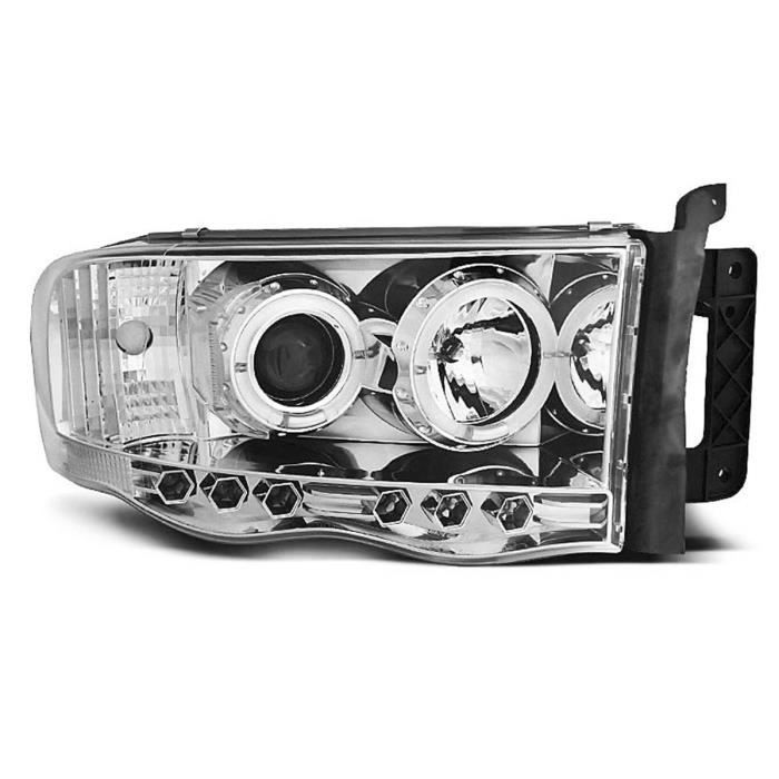 Paire de feux phares Dodge Ram 02-06 angel eyes chrome