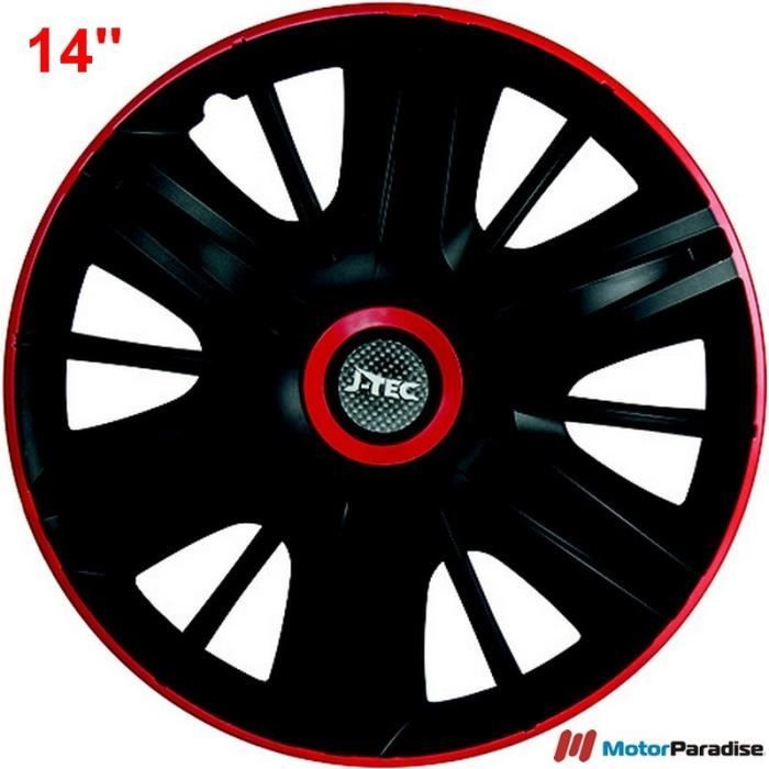 Enjoliveurs 14 pouces Noir & Rouge T2 - 12 branches