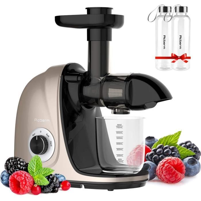 Extracteur de Jus Picberm Extracteur à Jus de Fruits et Légumes avec 2 Vitesses Slow Jucier sans BPA avec Moteur Silencieux Brosse d