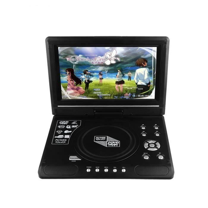 9.8 LCD Afficher Lecteur de DVD Lecteur de téléviseur portable 270 Ecran rotatif Avec lecteur de carte USB-SD