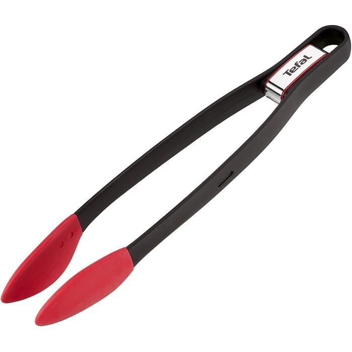 Tefal K2060714 Ingenio Pince à Aliments en silicone avec fermoir résistant jusqu'à 250°C ustensile noir et rouge de cuisine sans bis