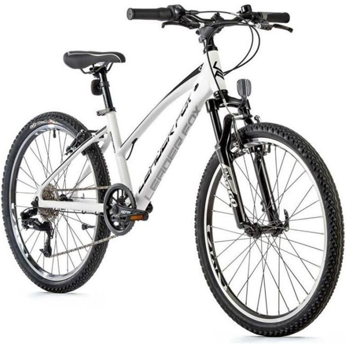 Vélo électrique VTT 24 musculaire fille Leader Fox Spider 2023 8V - blanc - 135/145 cm