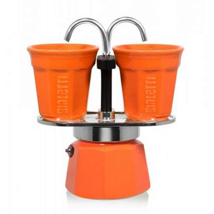 Bialetti - cafetière italienne + 2 tasses bicchierini orange - 0006191