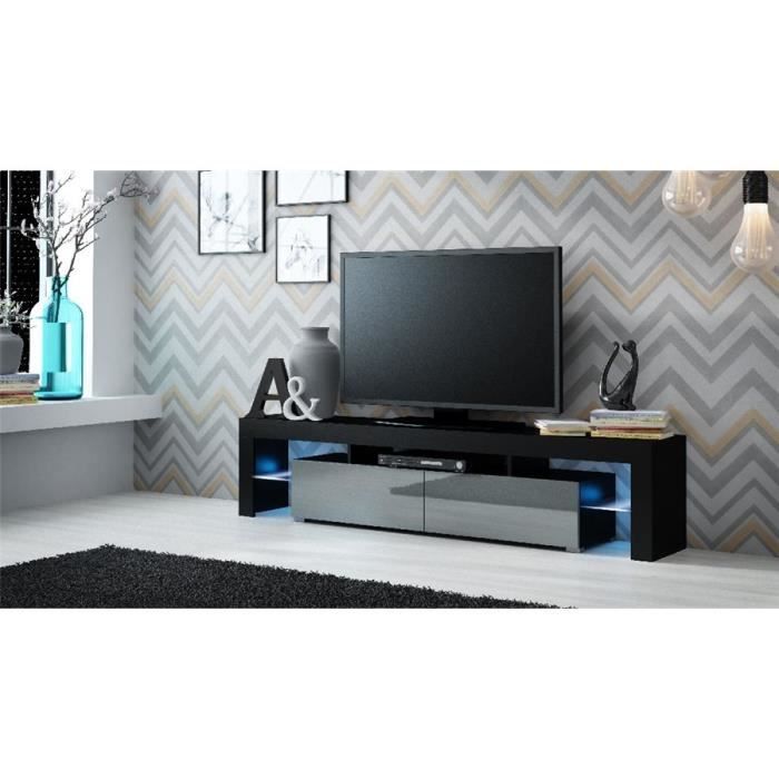 Ensemble meuble TV design CARRIE - Noir et gris
