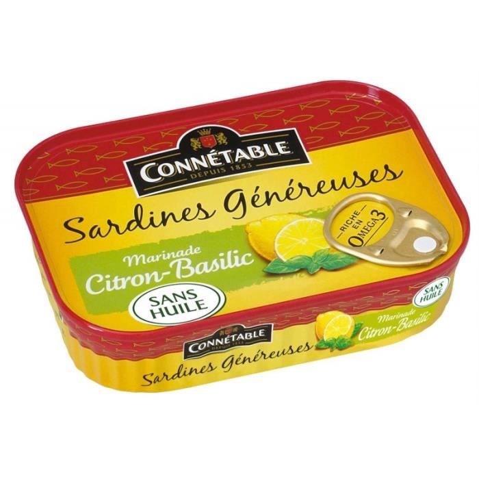 CONNETABLE - Sardines Généreuses Citron Basilic 140G - Lot De 4