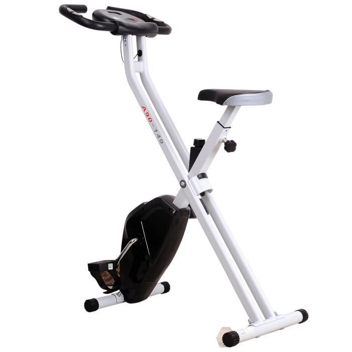 Vélo d'appartement cardio Fitness pliable écran LCD 8 niveaux de résistance selle réglable 83x43x110cm Noir