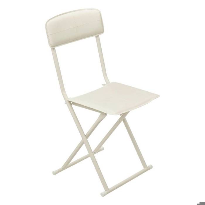 Chaise pliante simil-cuir crème Stella