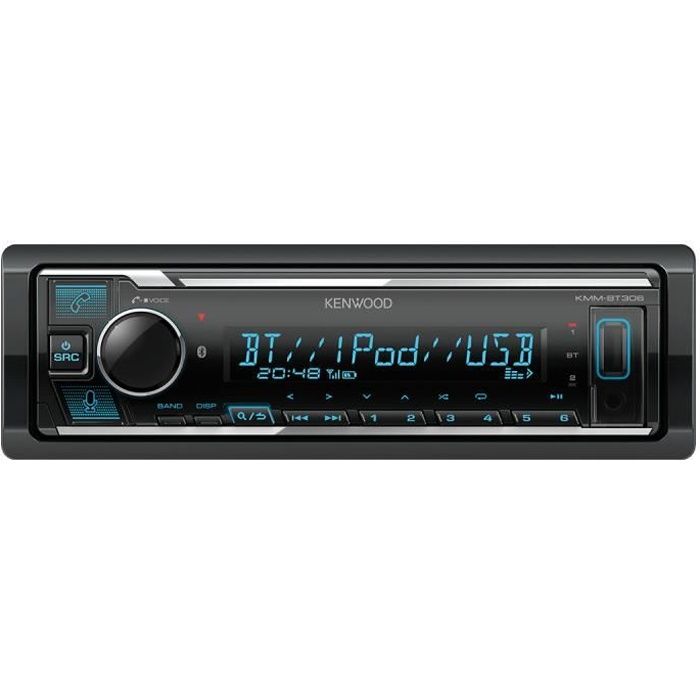 Kenwood KMM-BT306 - Autoradio 1DIN avec écran LCD - FM/MP3/USB - Bluetooth 4.2 - Entrée AUX - Compatibilité Spotify / Amazon Alexa