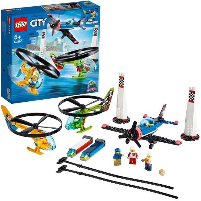 LEGO® City 60260 La course aérienne, Jouets Volants Avion et Hélicoptère pour les Enfants de 5 ans et plus