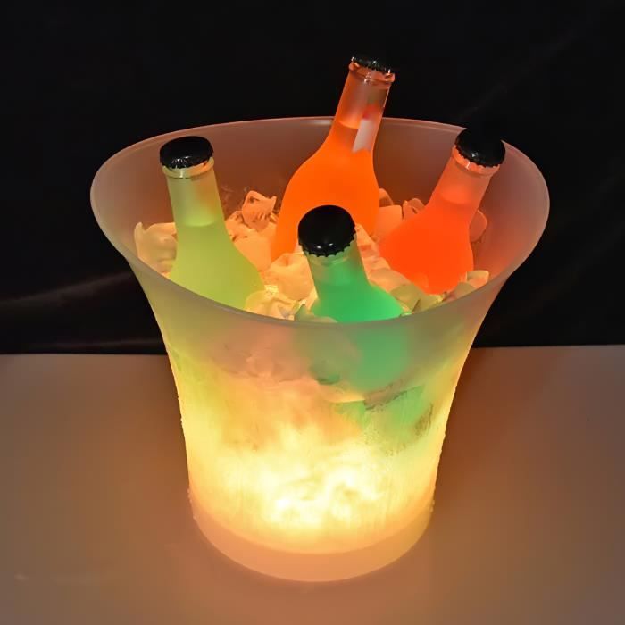 Seau à Glace ,LED 7 couleur Plastique Champagne Bière Seau à Glace, Bar