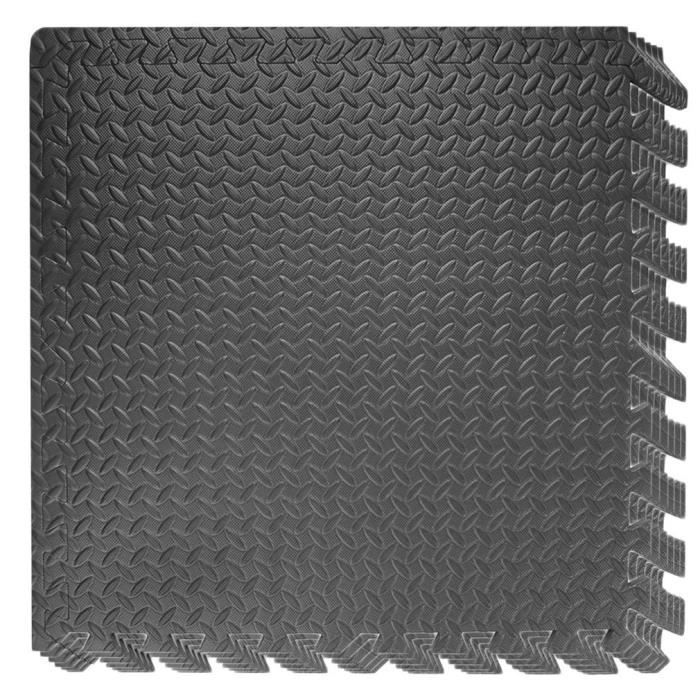 Ensemble de 6 Dalles Carrées EVA - Tapis de sol, Sport, Gymnastique Yoga Antidérapant Mousse gris 61 X 61 cm