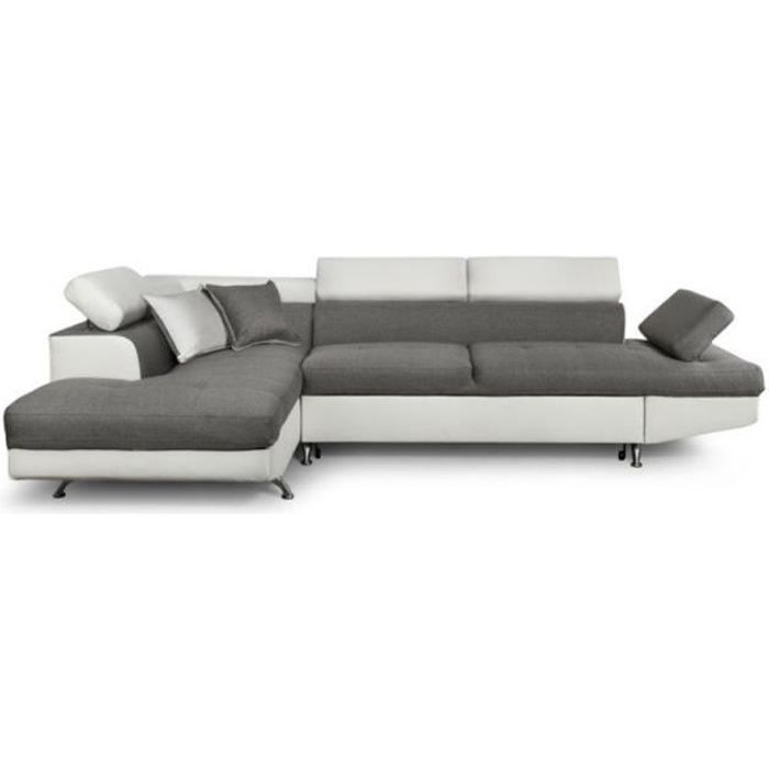 Canapé D'angle Gauche Convertible Tissu -noma- 275cm Blanc - Paris Prix