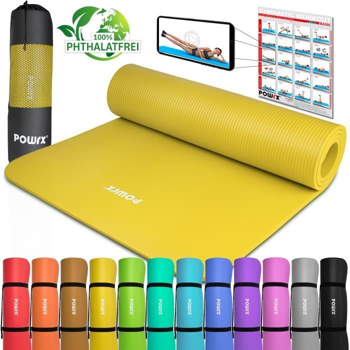 Tapis de gymnastique Tapis de yoga avec tapis d'entrainement I Entrainement 183x60x1cm vers. couleurs Couleur: Jaune