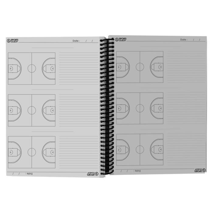 Carnet coach basketball à spirales A4 Sporti France - noir
