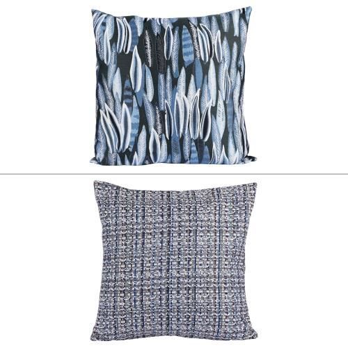 Coussin leaf bleu 43 cm (1 modèle aléatoire) - Table Passion Décoré