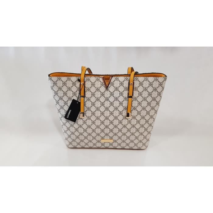 Sac à main cabas TORRENTE Fleurice écru jaune L