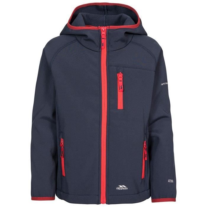 Trespass UCJKSSO10001_NA15/6 - COMMUTATEUR KVM - Kian Veste Softshell avec Capuche Mixte Enfant, Bleu, FR : XXS (Taille Fabricant