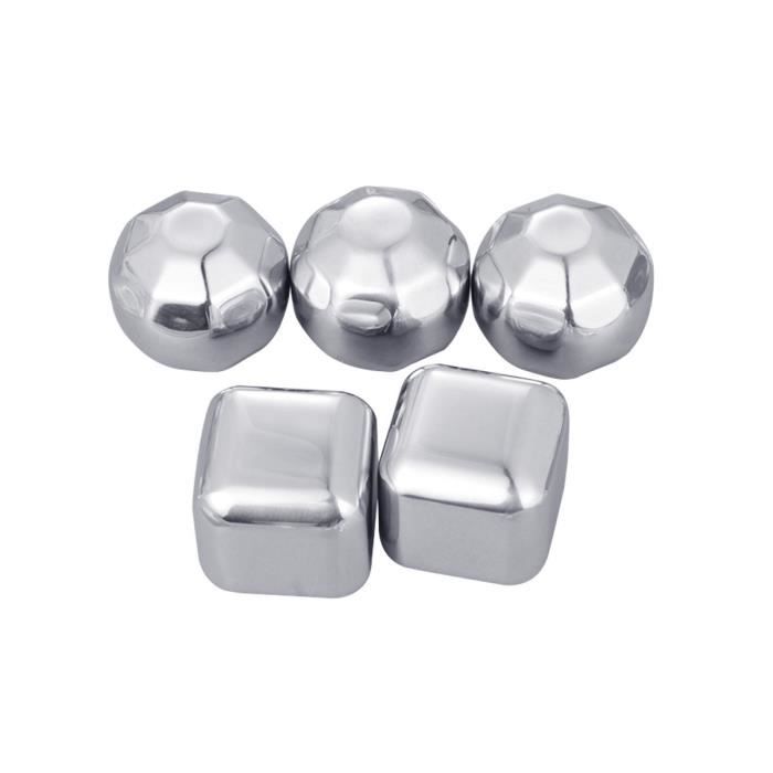 5pcs glaçons boule en acier inoxydable carré bloc de glace pierres de GLACIERE - SAC ISOTHERME - ACCUMULATEUR DE FROID