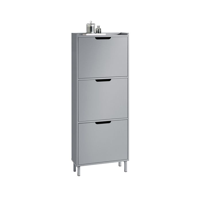 Meuble à Chaussures FSR151-H-HG SoBuy - 3 Abattants - Meuble Rangement pour Chaussures – Gris - 50x19x129