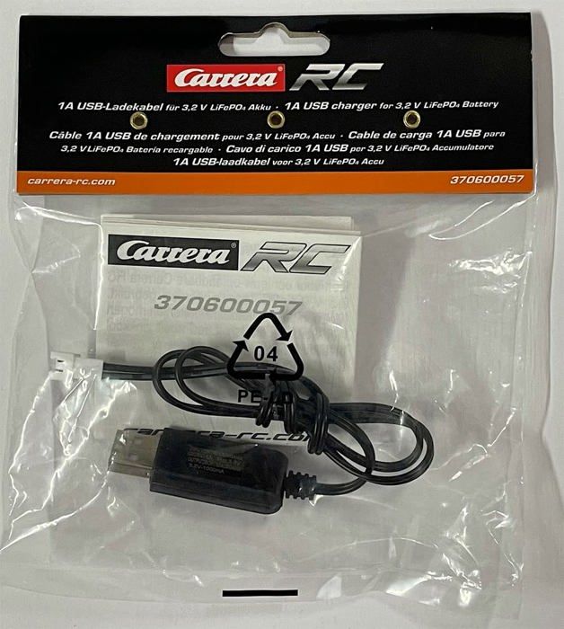 Pièce Détachée - Carrera - 370600057 - Câble de Charge 1A - Batterie LiFePo4 32V - Noir