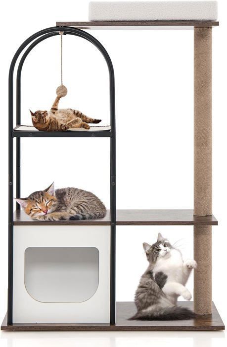 Meilleurs prix pour GOPLUS Arbre à Chat 118CM, Blanc