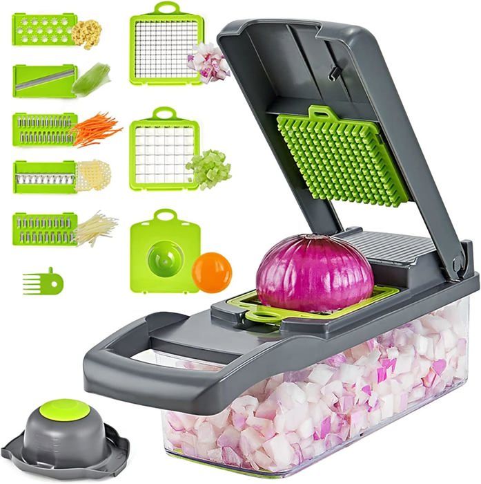 Coupe-légumes Multifonctions 10 Pièces - Râpe, Trancheur, Mandoline - Blanc