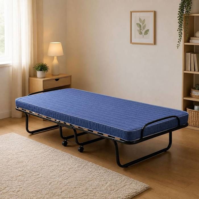 Lit pliant Daaronso - Dmora - En bois - bleu 190x80h37 cm