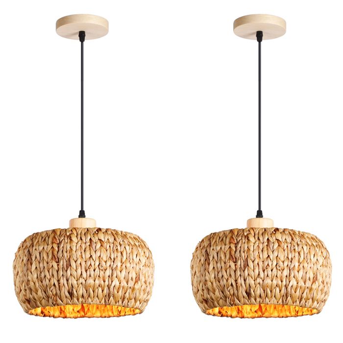 SNOGOLD Suspension en Rotin Naturelle en Tressé - Ø30cm - E27 Luminaire pour Salon Chambre
