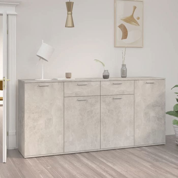 CLOUD NEW* Bahut dintérieur - SMG - Enfilade Buffet Gris béton 160x36x75 cm Bois dingénierie 588 Kg 547680