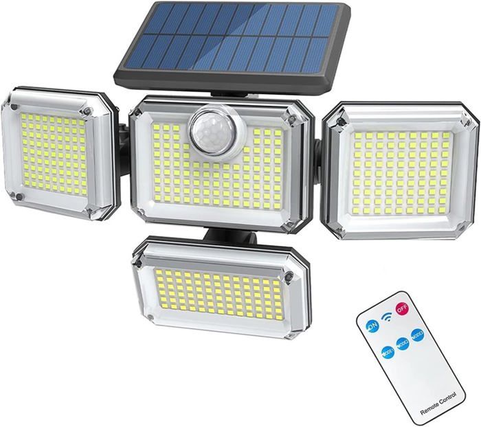 Lampe Solaire Etanche IP65 avec Tête Réglable Lampe de Jardin Grand Angle dEclairage 3 Modes 20W 333LED Extérieur