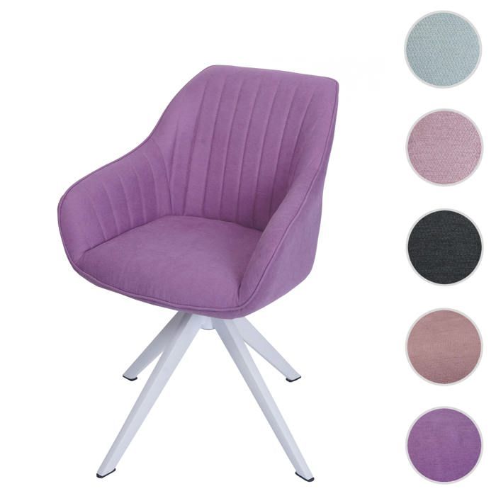 Chaise de salle à manger HWC-K27 pivotante tissu/textile lilas