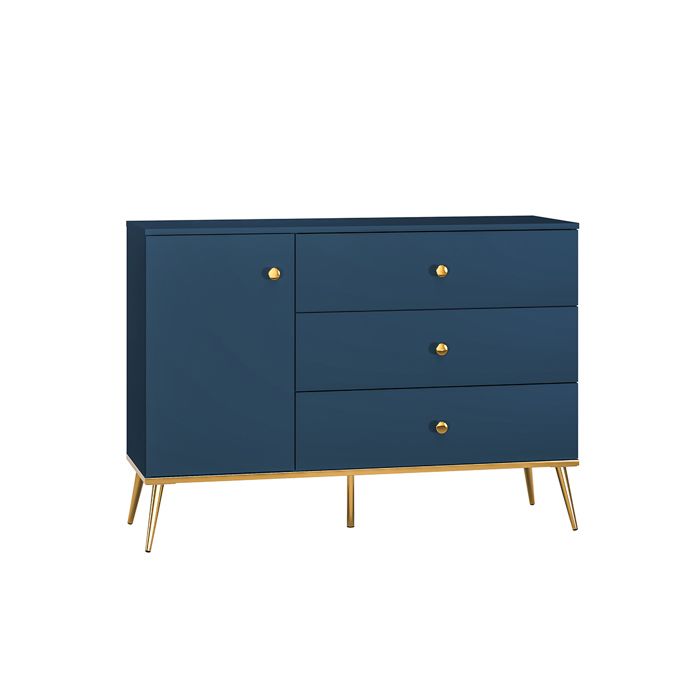 Buffet 1 porte 3 tiroirs Petits-meubles - Thalia - 120 x 40 x 85cm - Bleu