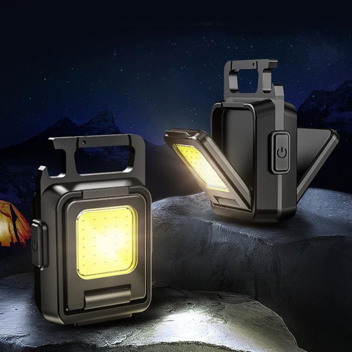 Lot de 2 mini lampes torches COB 1&nbsp;000 lumens intensité variable porte-clés étanches rechargeables par USB 1&nbsp;000 mAh