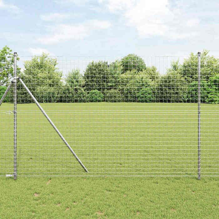 vidaXL Panneaux de clôture 52 pcs Ø32 mm 200 cm Acier galvanisé - vue 2