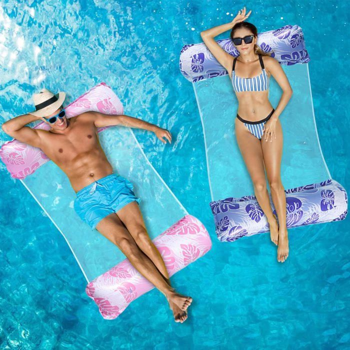 Bouée Piscine 4 En 1 Adulte - Hamac Gonflable, Chaise Longue, Flotteur - 150kg