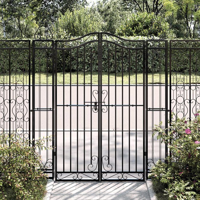Prix bas - Portail de jardin Porte - SYM NEW - noir 121x8x150 cm fer forgé （852519014260)