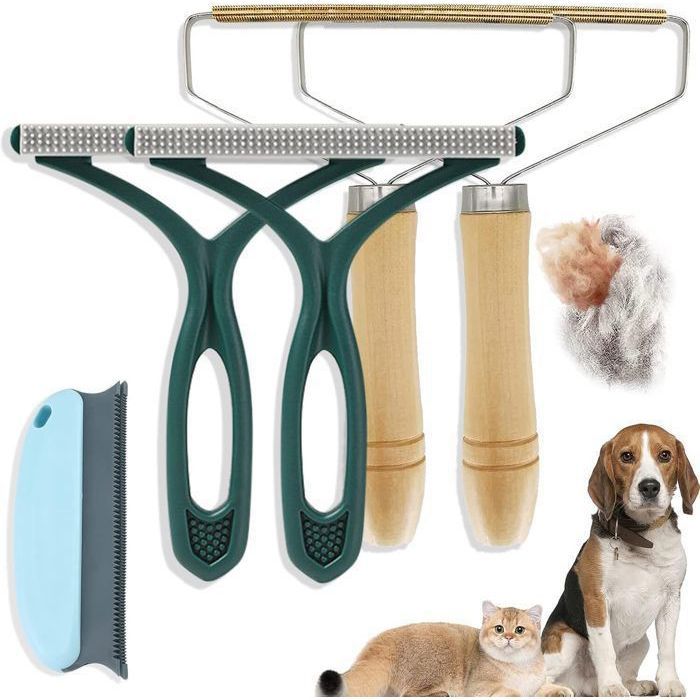 Rasoir Anti Bouloche Manuel Lot de 5 Brosse Chien Chat Clean et Enleve Poils d Animaux Pour Manteau Tissé Tapis Tri Étiquette