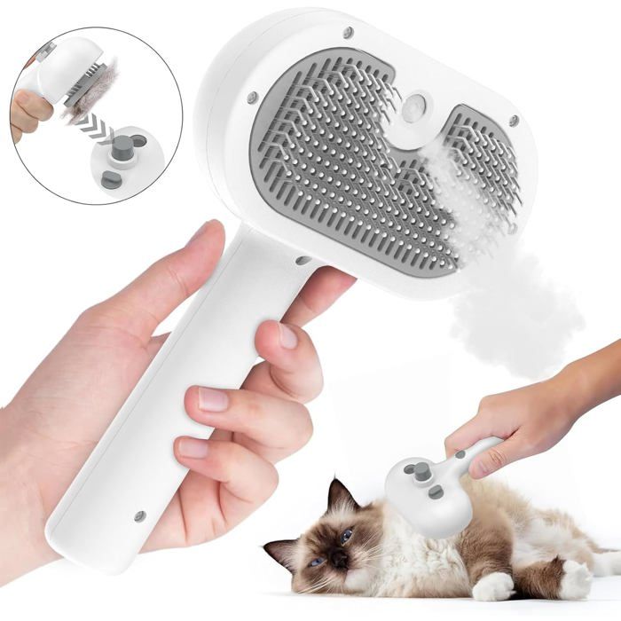 Comparer les prix de Brosse à vapeur rechargeable 3-en-1 pour chats et chiens - Massage démêlage et spray idéale poils longs/courts réservoir 120ml