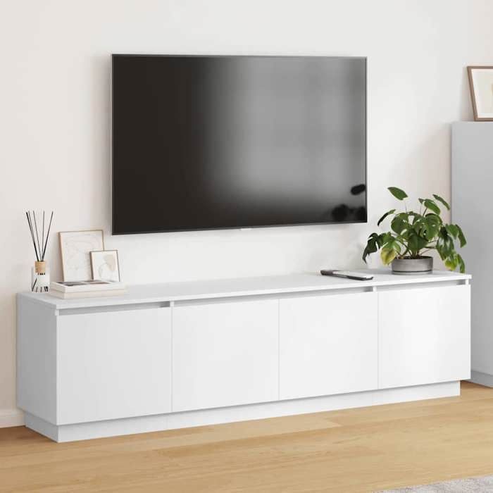 Meuble TV avec LED-Banc TV-Meuble Télé avec lumière Blanc 180 x 38 x 49 cm Bois dingénierie 553009