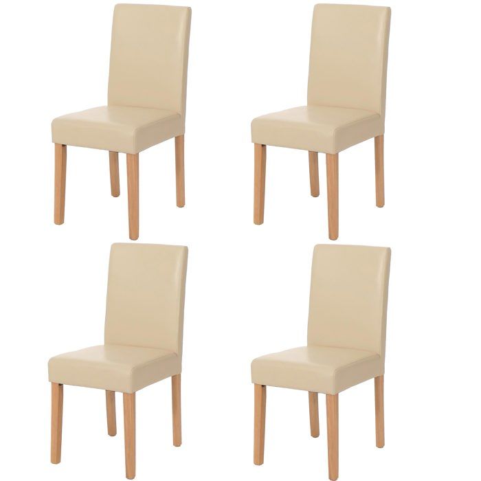 MCW Lot de 4 chaises de séjour Littau ~ simili-cuir crème pieds clairs