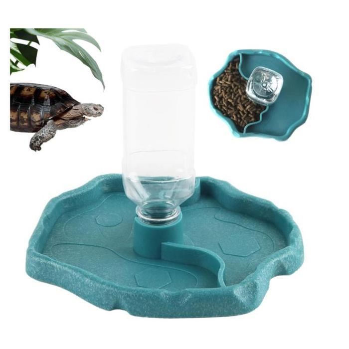 Distributeur deau Reptile Tortue2 en 1 Abreuvoir Tortue Terrestre Bol deau de Terrarium Reptiles Accessoires Bol deau Reptiles