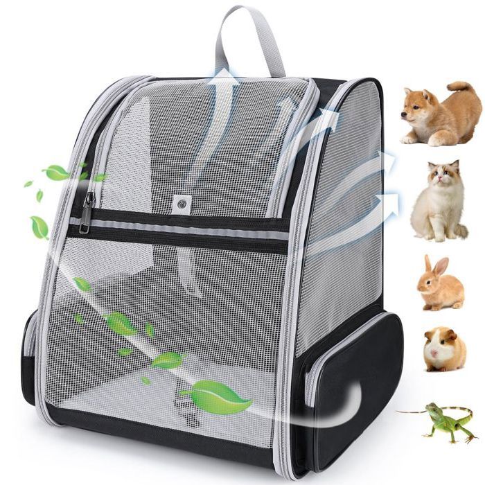 Sac Transport Chat Chien Sac a Dos Chat Respirant Sac de Transport pour Chat Chien avec Matelas en Peluche Amovible Noir