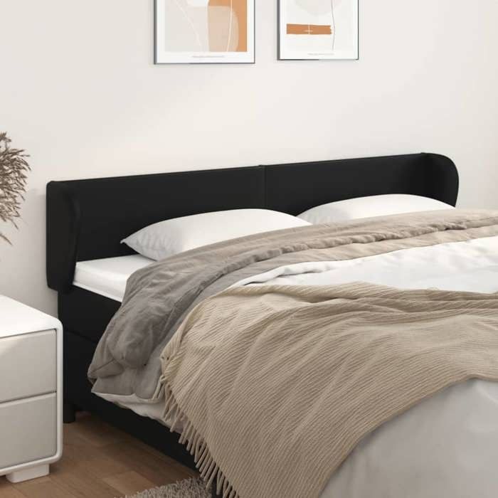 Tête de lit - vidaXL - Noir - Similicuir - Hauteur réglable - Pieds en bois