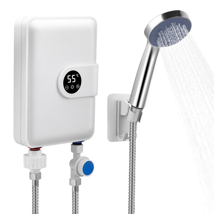 Mini Chauffe Eau Instantané Électrique 5.5KW 220V Mini Chauffe-eau avec Pomme de Douche pour Cuisine Salle de Bain Camping-Car