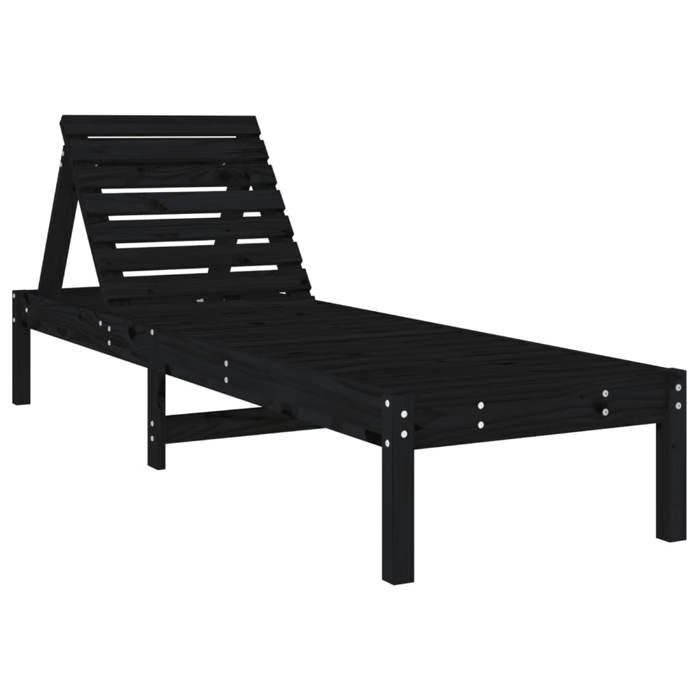 Desginer Chaises longues SOLOMON Pour jardin (lot de 2) noir 199 5x60x74 cm bois massif de pin CC150