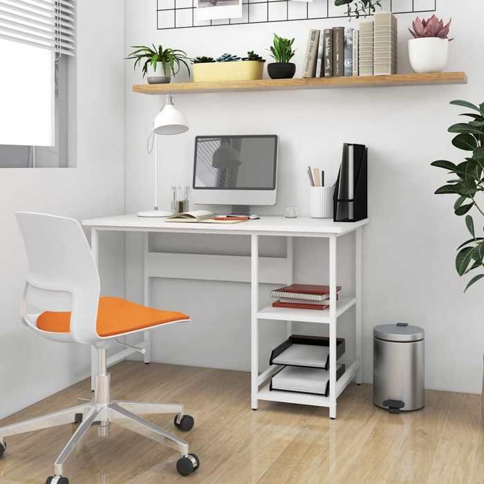 Bureau dordinateur blanc - Happiness - 105x50x72 cm - MDF et métal - Blanc - Style classique intemporel Bureau dordinateur blanc - Happiness - 105x50x72 cm - MDF et métal - Blanc - Style classique intemporel